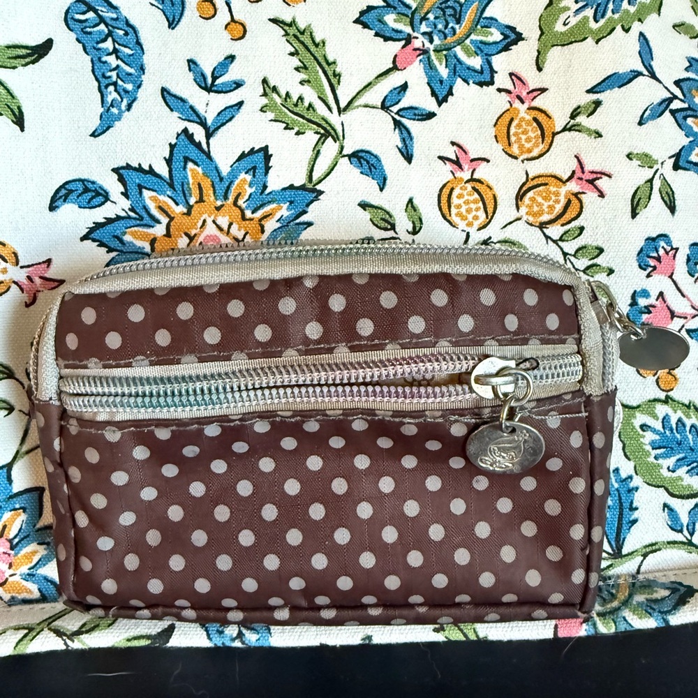Brown Polka Dot Cosmetic Bag